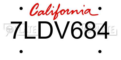 7LDV684 California License Plate