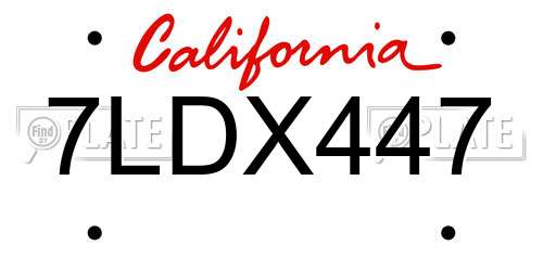 7LDX447 California License Plate
