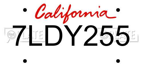 7LDY255 California License Plate