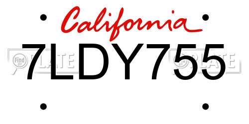 7LDY755 California License Plate
