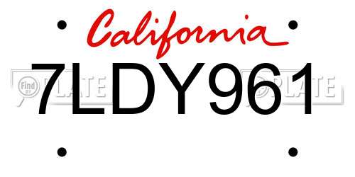 7LDY961 California License Plate