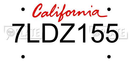 7LDZ155 California License Plate