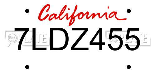 7LDZ455 California License Plate