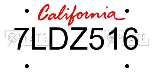 7LDZ516 California License Plate