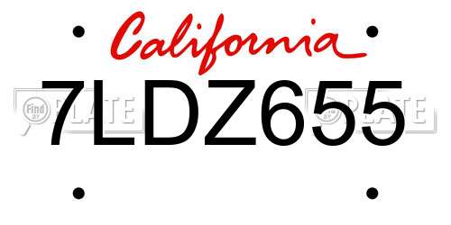7LDZ655 California License Plate