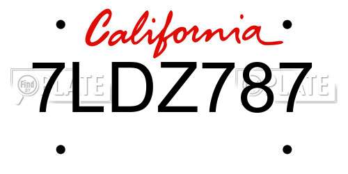 7LDZ787 California License Plate