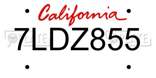 7LDZ855 California License Plate
