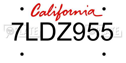 7LDZ955 California License Plate
