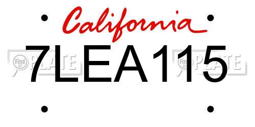 7LEA115 California License Plate