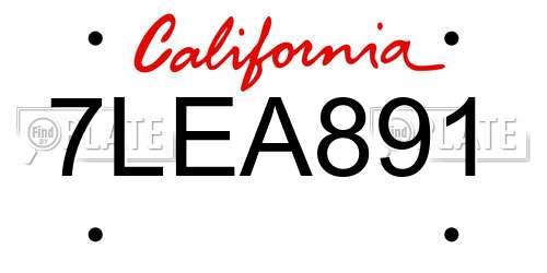 7LEA891 California License Plate