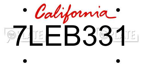 7LEB331 California License Plate
