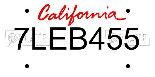 7LEB455 California License Plate
