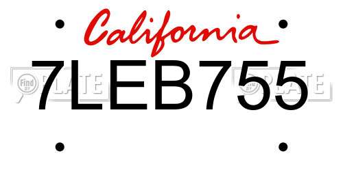 7LEB755 California License Plate