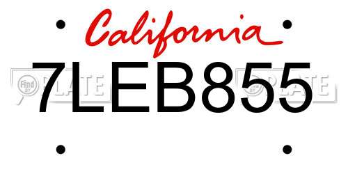 7LEB855 California License Plate