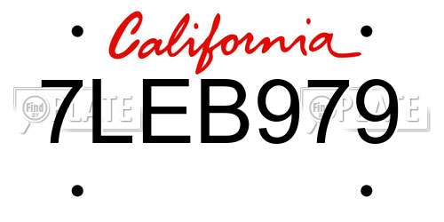 7LEB979 California License Plate