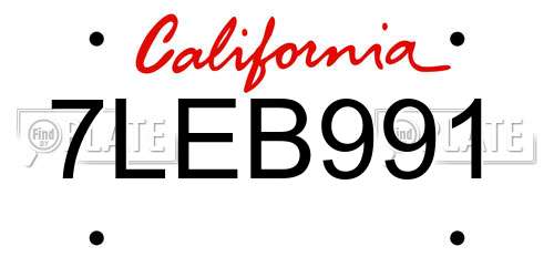 7LEB991 California License Plate