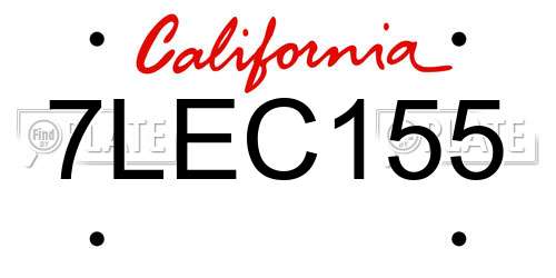 7LEC155 California License Plate