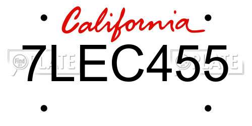 7LEC455 California License Plate