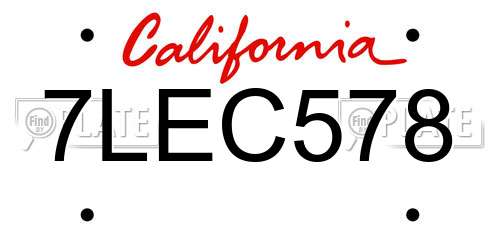 7LEC578 California License Plate