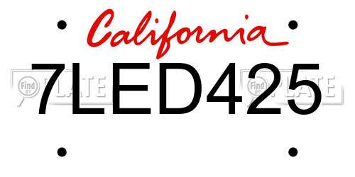 7LED425 California License Plate