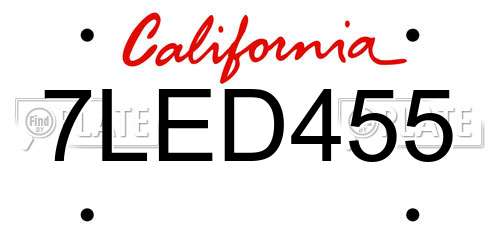 7LED455 California License Plate