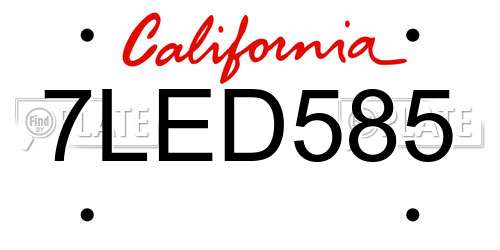 7LED585 California License Plate
