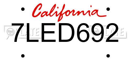 7LED692 California License Plate