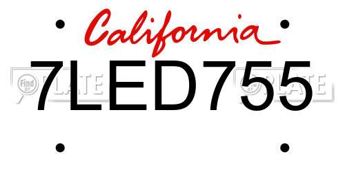 7LED755 California License Plate