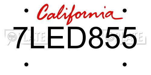 7LED855 California License Plate