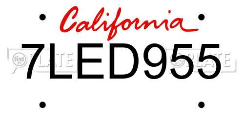 7LED955 California License Plate
