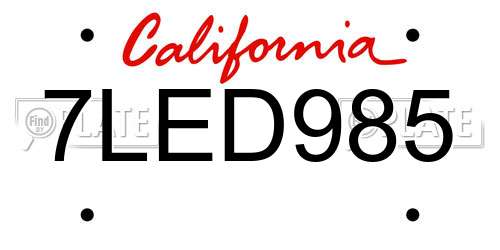 7LED985 California License Plate