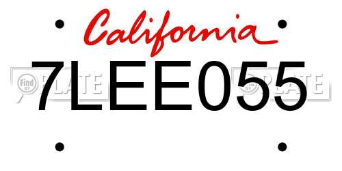 7LEE055 California License Plate