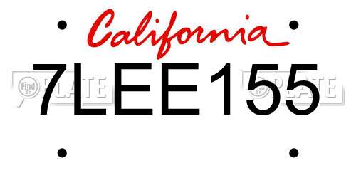 7LEE155 California License Plate