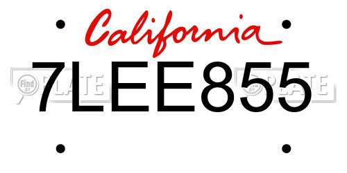 7LEE855 California License Plate
