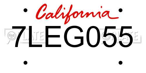 7LEG055 California License Plate