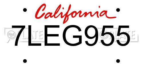 7LEG955 California License Plate