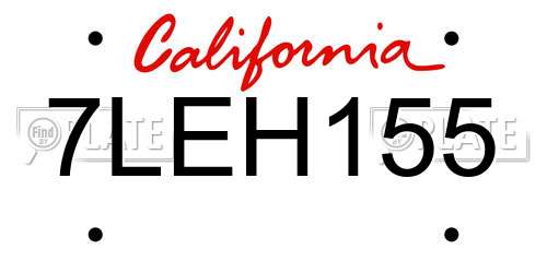 7LEH155 California License Plate