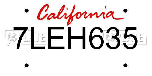 7LEH635 California License Plate