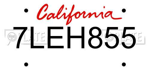 7LEH855 California License Plate