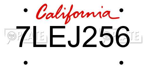 7LEJ256 California License Plate