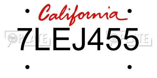 7LEJ455 California License Plate