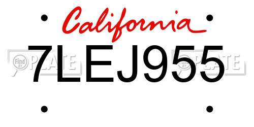 7LEJ955 California License Plate