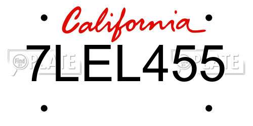 7LEL455 California License Plate