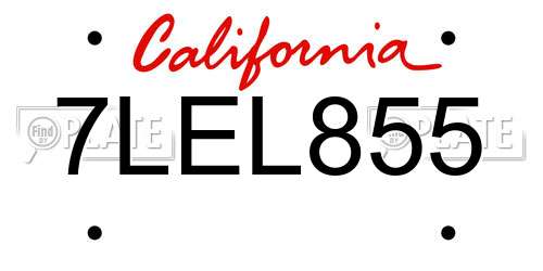 7LEL855 California License Plate
