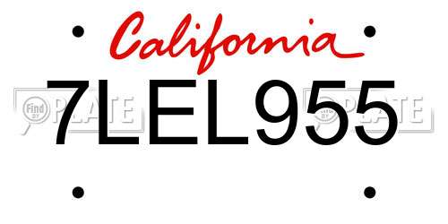 7LEL955 California License Plate
