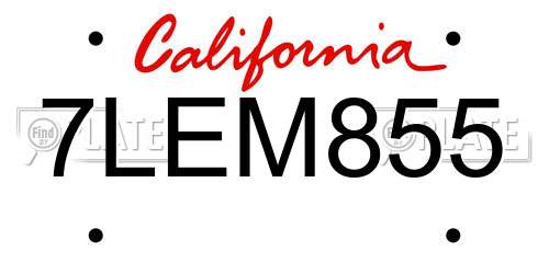 7LEM855 California License Plate