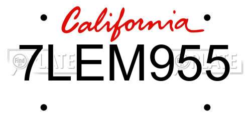 7LEM955 California License Plate