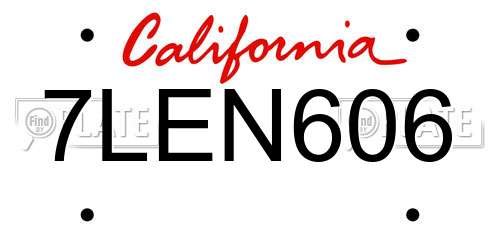 7LEN606 California License Plate