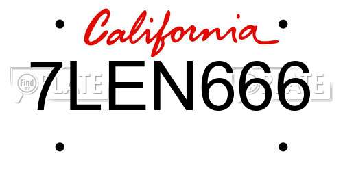 7LEN666 California License Plate