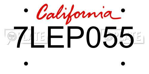 7LEP055 California License Plate